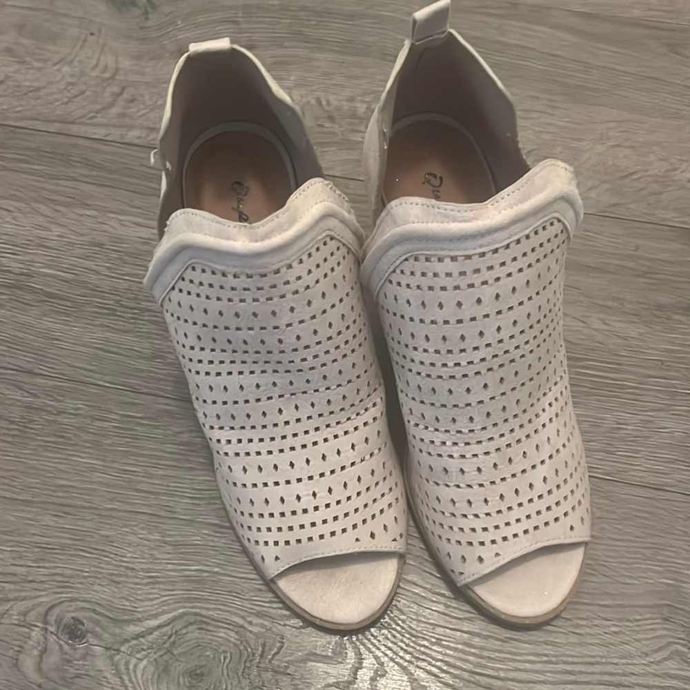 Dress bootie/sandal tan color with cutout design they are like new, never worn.